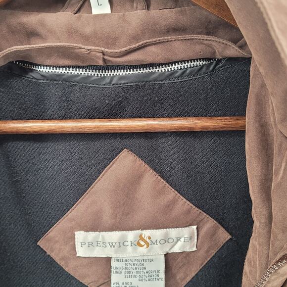 Preswick & Moore Womens Brown Detachable Interior Lining Hooded Nylon Jacket L - Picture 8 of 12